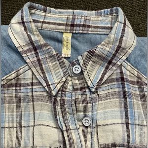 FREE PEOPLE Plaid Denim Top in Small